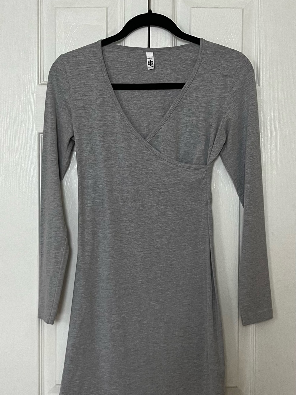 American Apparel Gray Long-Sleeve Wrap-Front Dress